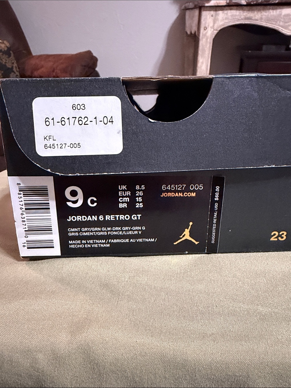 Jordan 6 Retro GT Little Kids' Shoes - Cement Gray/Green